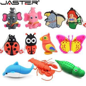 JASTER 돌고래 USB 플래시 드라이브 64GB 인어 무당벌레 펜 32GB 나비 메모리 스틱 랍스터 코끼리 크리 에