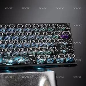 XVX 개성 베놈 키캡 메탈 텍스처 속이 빈 안개 투과형 개인화된 창의적 투명 ABS+PC