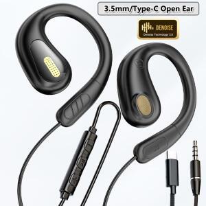 3.5mm 비인이어 헤드폰 TP-C 유선 오픈형 스포츠 게이밍 헤드셋 Hi-Fi 사운드 음악 이어폰 ENC 마이크 탑재