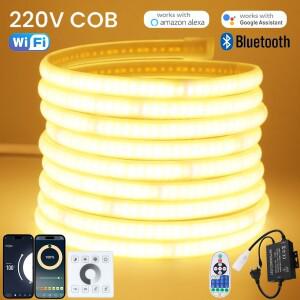WIFI Bluetooth 220V COB LED Neon Strip Light Wall Touch 23key Remote EU Power Kit 1500W Controller 2