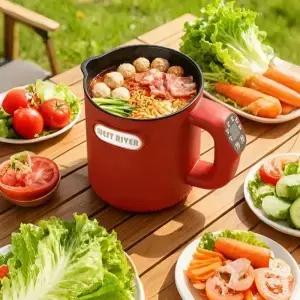 휴대용 전기 가열 컵 터치 패널이 있는 보온 주전자(차 끓이기 및 가벼운 요리용) 다기능 여행용 보온병