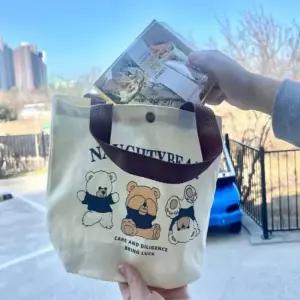 [라일리] Rly 데일리 대학생 코디 곰돌이 캔버스백