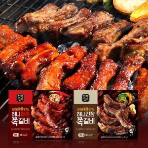 [소비기한26년8월](M)(NEW)[천하일미] 허니콤보 쪽갈비 간장맛 1팩+매콤맛 6팩 (총 7팩)
