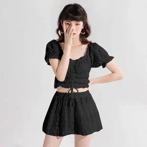 여름 레이스업 수영복 상의 팬츠 반바지 슬립 밴딩 비치웨어