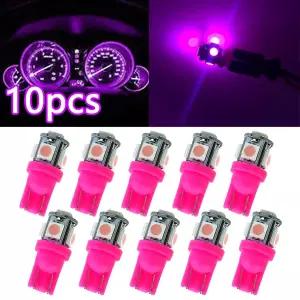 10pcs 핑크 퍼플 T10 158 192 194 168 W5W 5050 SMD 5 LED 자동차 웨지 테일 사이드 라이트 램프 전구 돔
