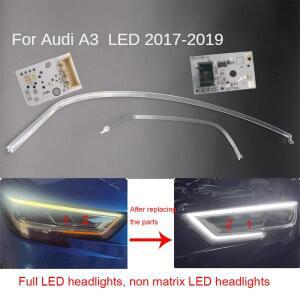 오디 A3 2017-2019 LED 헤드라이트 주간 주행등 가이드 튜브 엔젤 아이 세트의 황변된 화이트 DRL 부품 수