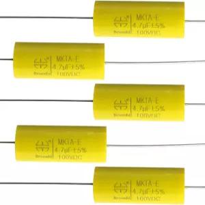 MEETOO 5pc 오디오 주파수 분배기 축 커패시턴스 MKTA-E 4.7J100V 폴로필렌 필름 커패시터 앰프 팬 램프