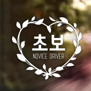 [셀러에이드]초보 NOVICE DRIVER 새싹리스 반사시트지 초보운전 자동차스티커
