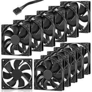 글리터 12팩 120mm 컴퓨터 케이스 팬 3000RPM 고성능 냉각 3핀 12V 더블 볼 베어링 블랙 저소음 장수명 CPU