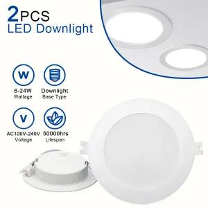 매립등 2pcs LED 통 110V 220V 천장 조명 6W 17W 20W 24W Recessed Led 다운 라이트 라운드 패널 스포트라