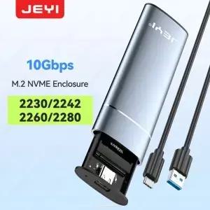 JEYI M.2 NVMe/SATA SSD 인클로저 - 2280 알루미늄 도구가 필요 없는 USB 3.2 Gen2 10Gbps 2230/2242/2260