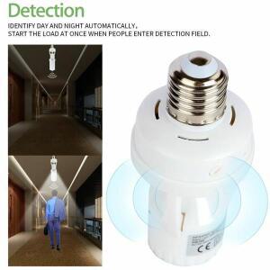 모션 센서 LED 램프 베이스 E27 소켓 컨버터, AC100-240V 전구 거치대 어댑터 스위치, 조정 가능 PIR 인체