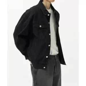 토피 워시드 데님 트러커 자켓 WED BLACK