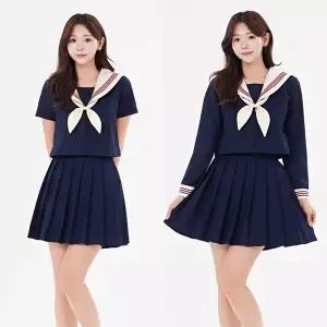 [교복몰]고품질 TBZ 레드라인 네이비 마린 세라복 프레피룩 교복세트 세라복 여자교복 롯 데월드교복대여