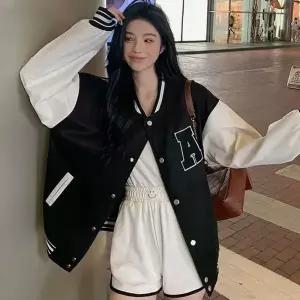 레터링 심플 베이직 여성 아우터 야구점퍼 LK-J024