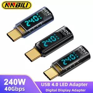NNBILI PD 240W 어댑터 5A USB4 디지털 디스플레이 유형 C-유형 C OTG 8K 비디오 전송 iPhone 15 16 Pro 태