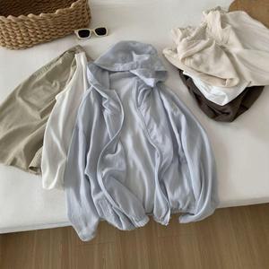 청수정 여성 봄여름 리셀 리넨 자외선 차단 통기성 후드 집업 에어컨 카디건 상의 KS