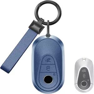 벤츠 키 포브 커버용 코요레오 키체인이 장착된 프리미엄 알루미늄 및 가죽 케이스 C300 GLC CLE C E S