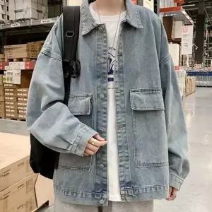 데님 재킷 남자 루즈핏 청자켓 간절기 아우터 포켓 점퍼