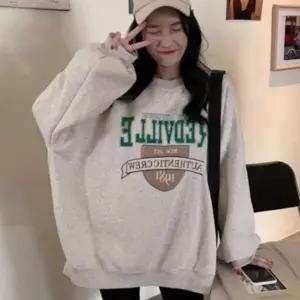 맨투맨 여성 기모 오버핏 티셔츠 프린트 홈웨어 데일리