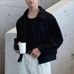 남성 스웨이드 자켓 블루종 간절기 카라 집업 아우터