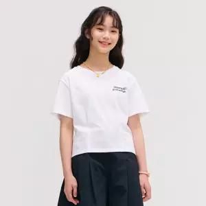 [국내당일]오션스카이 [2color]여아 다트 포인트 크롭 반팔 T-SHIRT 티셔츠 반팔티 셔츠 - 멀티