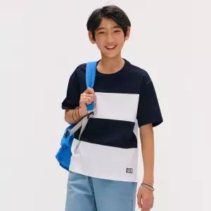 [국내당일]오션스카이 [2color]남아 절개 배색 반팔 T-SHIRT 티셔츠 반팔티 셔츠 - 멀티
