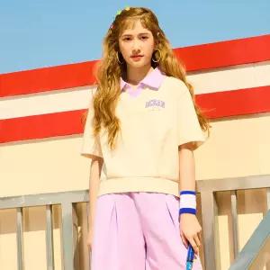 [국내당일]오션스카이 [2color]여아 카라 배색 T-SHIRT 티셔츠 반팔티 셔츠 - 멀티