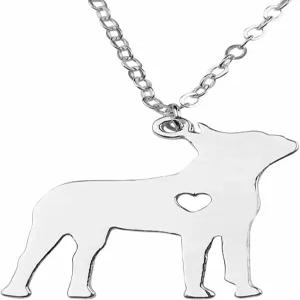 아트 어택 스테인리스 스틸 I Love My Boston Terrier 체인 목걸이 Forever In Heart 펫 러버 강아지 엄마