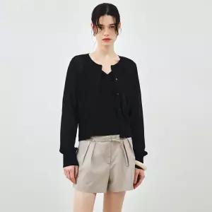 몽돌 [26SS]_[SET] 린넨 시스루 가디건  슬리브리스 블랙 MDCD050BLACK