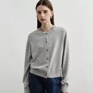 몽돌 울 캐시미어 라운드넥 가디건 그레이 MDCD026GRAY