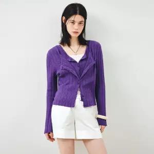 몽돌 [26SS]_[SET] 펀칭 니트 가디건  슬리브리스 바이올렛 MDCD059VIOLET