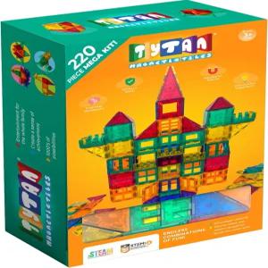탄 타일 220피스 초대형 마그네틱 빌딩 세트 수천 개의 창작물 대형 3D 성 차량 로켓 선박 용 STEM 장난감