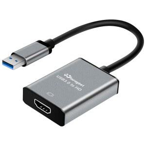 모니터 1080P@60Hz 디스플레이용 USB-HDMI 어댑터(5Gbps 고속 전송, 지원 확장 및 미러 모드, Windows 7/10/11, Mac OS 10.15+, 노트북, 데스크톱, TV, 모니터, 실버)