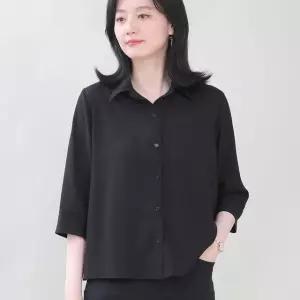 애비뉴투지 엄마옷 박스핏 셔츠 카라 쉬폰 봄 여름 칠부 숏 블라우스 B06452
