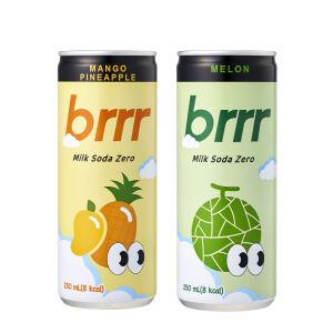 1+1 부르르 밀크소다제로 망고파인애플+메론 250ml X 각 30캔 (총 60캔)