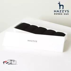 (선물포장) HJSS5E510BK_남성 블랙 단색 면혼방 장목양말5종세트_HI510