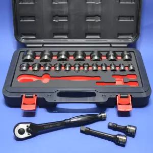 TOKU 도쿠 듀얼 임팩소켓세트 22종 육각소켓 1/2SQ 12.7mm HS004184 라쳇핸들 볼연결대 복스알 복스세트