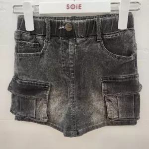 HC22 4부 카고 데님 랩바지 여아 여름용 블랙 스판 카고 4부 랩 데님 청반바지