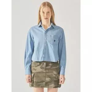 [후아유](의정부점)Steve Crop Denim Shirts WHYJF2334F