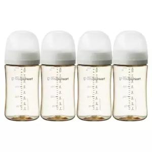 더블하트 젖병 트윈팩 240ml X2  빨대컵 세트 베이지
