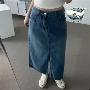[하프클럽/]데일리 여름 청치마 중청 앞트임 롱스커트