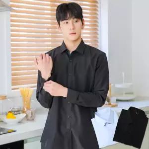 남성 긴팔 와이셔츠 스판 캐주얼 정장셔츠 카페 유니폼 근무복 블랙 블루 단체주문