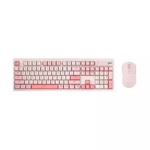 지클릭커 오피스프로 WMK515 사일런스 M 무소음 무선 블루투스 키보드 마우스 세트 104키 Sky Pink