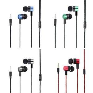 MCECCE 4팩 유선 이어버드 3.5MM 3극 스테레오 이어폰 인이어 헤드폰 MP3 카세트 레코더 CD 플레이어 음악 휴대폰 노트북 PC 태블릿용 1미터 땋은 코드 헤드셋 없음