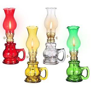 4PCS 챔버 클리어 오일 실내용 탁상 장식용 유리 투명 녹색 랜턴 랜턴 램프 허리케인 빨간색 빈티지 조명 노란색 가정용 램프 등유