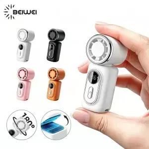 미니 팬 휴대용 소형 냉각 터보 5단 속도 3000mAh LED 디스플레이 180 회전식 클립형 C타입 충전식 선풍기