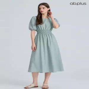 [ab.plus] 허리 스모킹 퍼프 소매 나일론 원피스 (LSA2MO47A)
