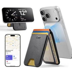 풀 파인드 마이 기능이 있는 MAGSAFE 지갑용 ESR GEO 5개의 카드 홀더 RFID 차단 조절 가능한 스탠드 폰 17E /17 /16 /15 /14 /13 /12 시리즈용 마그네틱 지갑 13 미니용 제외 블랙