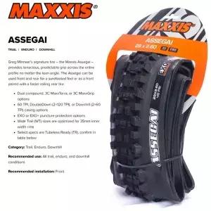 MAXXIS ASSEGAI 내리막 튜브리스 MTB 자전거 타이어 29 27.5 림 산악 DH DD 트레일 Enduro Race 29x 27.5x